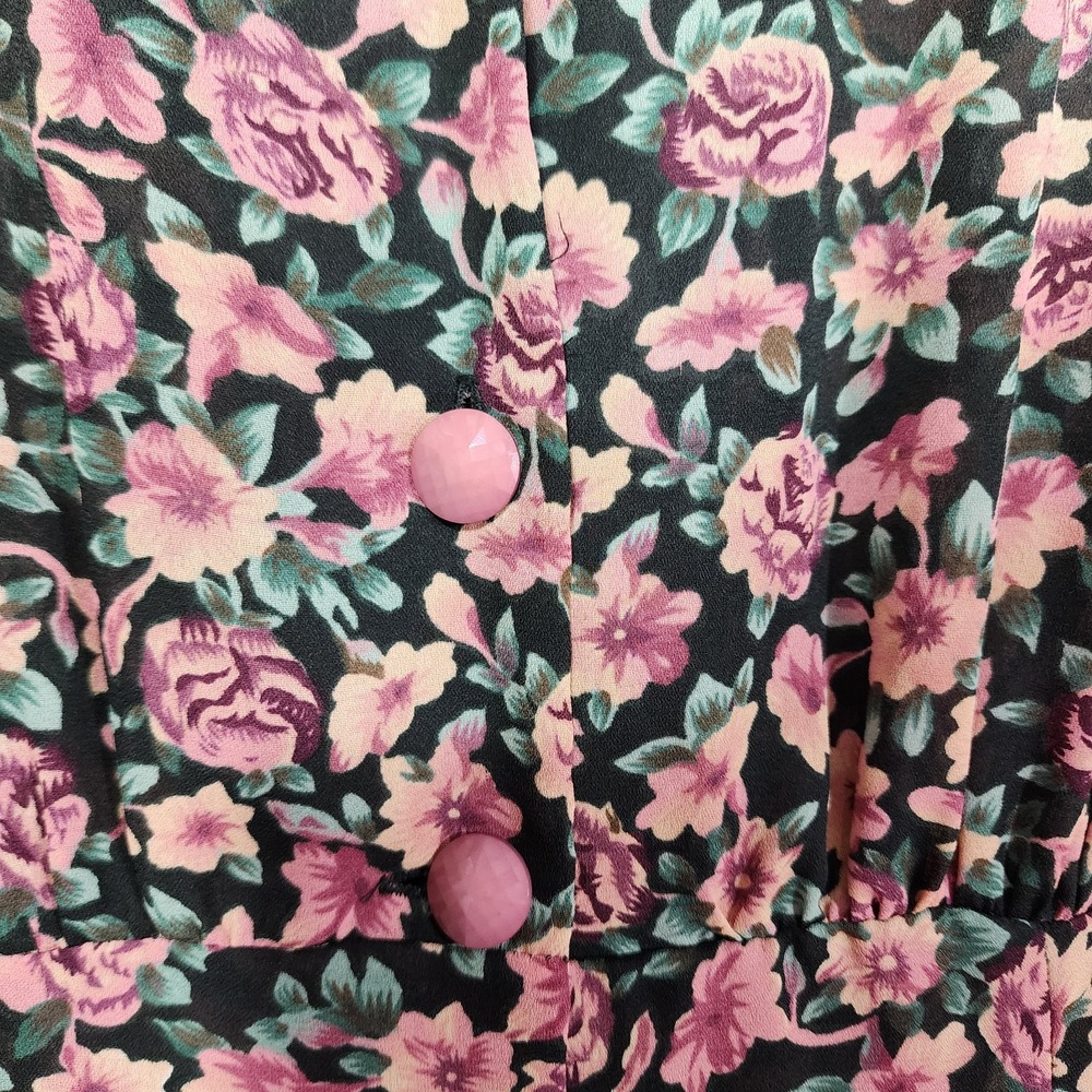 Joni Blair Womens Dress Floral Vintage Size 13 Emperor Waist 80's - Picture 9 of 10